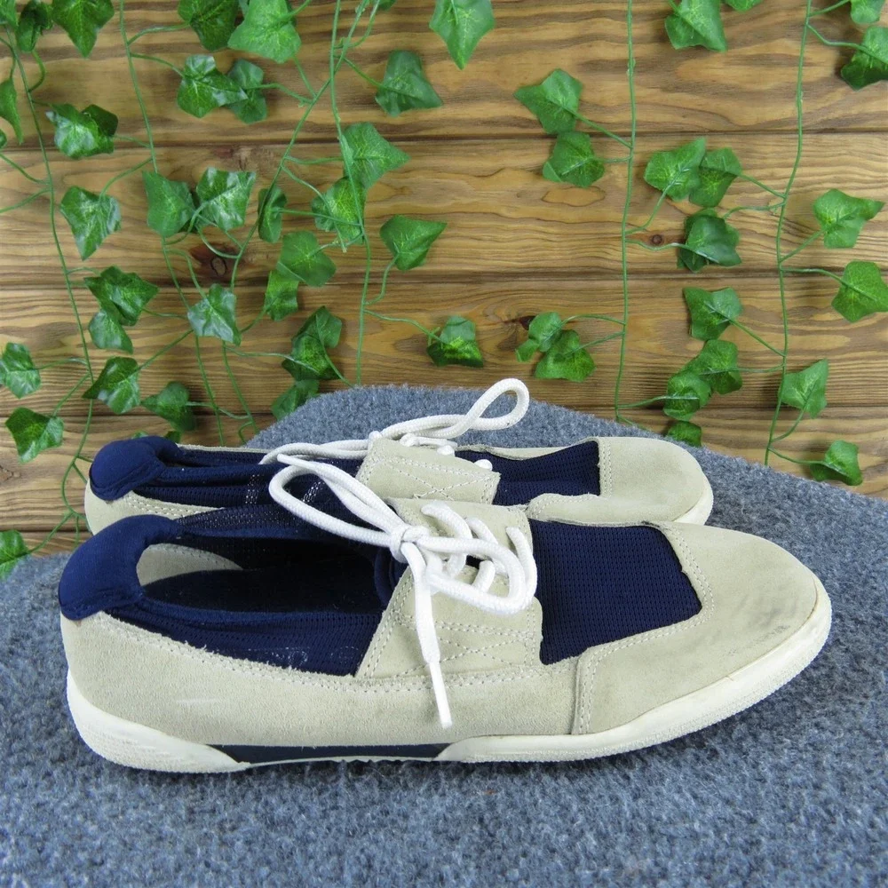 Lands' End Women Perf Boat Shoe Beige Leather Sz 8.5 Medium ‎ Used 2025
